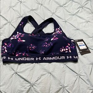 NWT Under Armour Women's Navy and Pink Floral Sports Bra